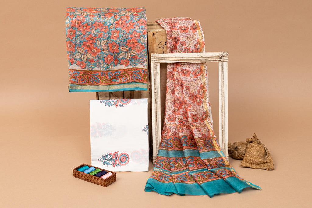 CHANDERI SILK UNSTITCHED SUIT SET